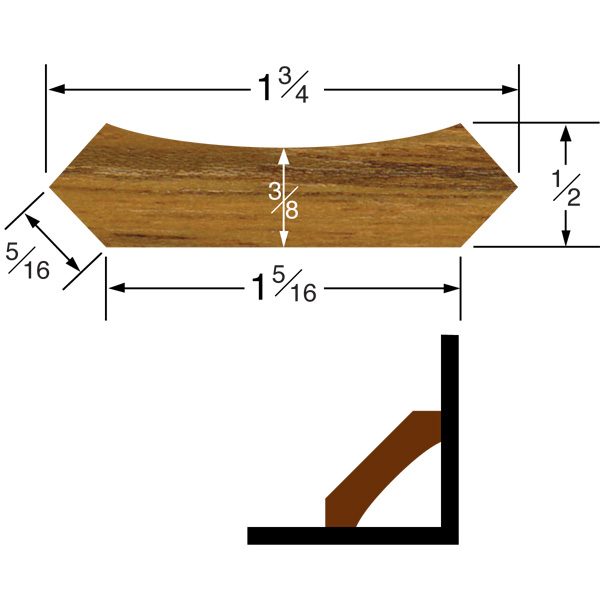 3007.0697 5 Ft. 60861 Teak Corner Wire Molding