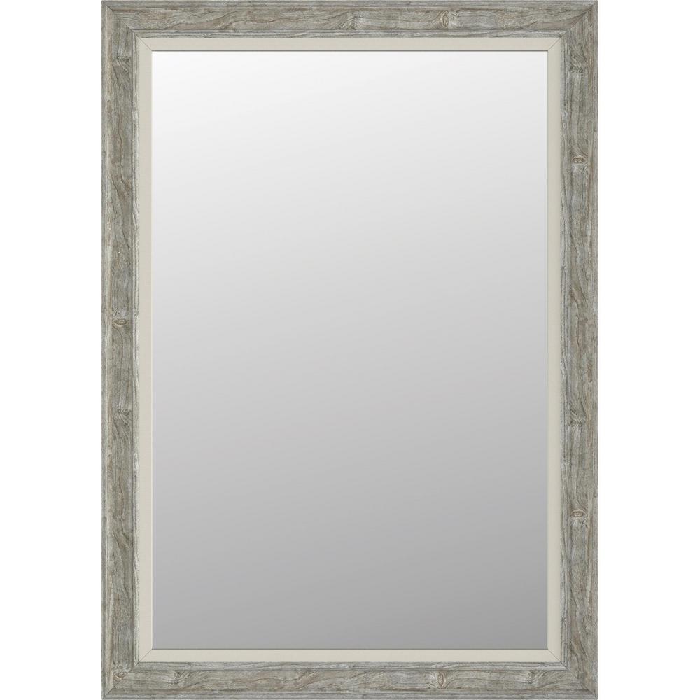 24 in. W X 36 in. H Framed Rectangular Wall Mounted Bathroom Vanity Mirror in Embossed Oak
