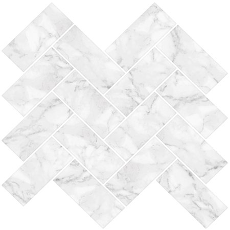 Pack of 4 Herringbone Peel & Stick Marble Self Adhesive Backsplash Wall Tiles