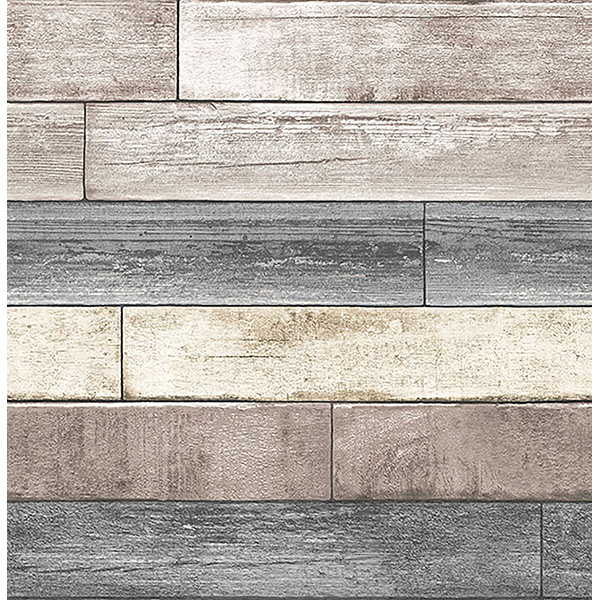 NuWallpaper NU3130 Reclaimed Wood Plank Natural Peel & Stick Wallpaper  Neutral