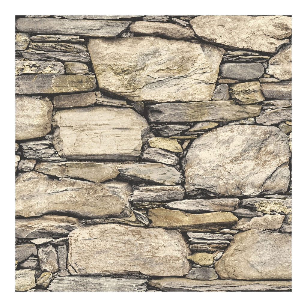 NuWallpaper Hadrian Stone Wall Peel & Stick Wallpaper Sand Stone: 3D Slate Vinyl, Self-Adhesive, Peelable, Washable, 30.75 Sq Ft Coverage