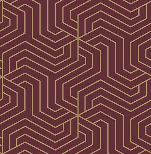 [RZS4527] Rachel Zoe Burgundy Ramsey Peel & Stick Wallpaper