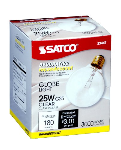 Satco 25 W G25 Decorative Incandescent Bulb E26 (Medium) Soft White