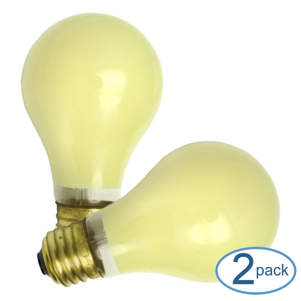 [S3939] Satco S3939 - 100 Watt A19 Incandescent; Yellow; 2000 Average Rated Hours; Medium Base; 130 Volts; 2/Pack