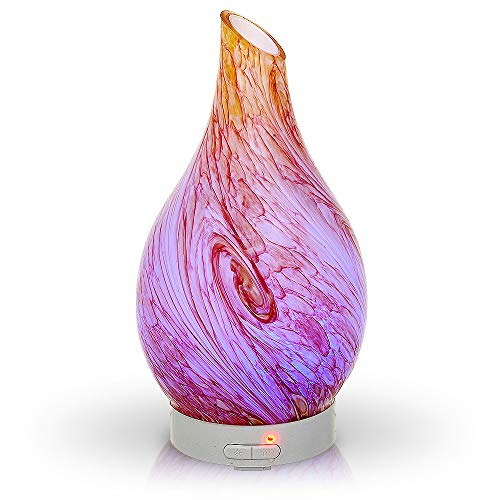 Aromar Glass Hydria Abstract 100 ML Ultrasonic Essential Oil and Fragrance Aroma Diffuser (Orange)