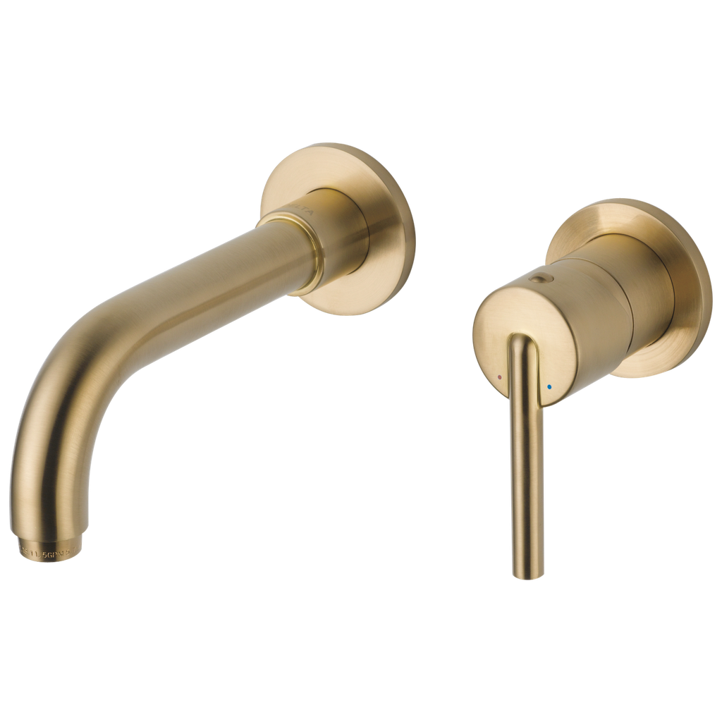[T3559LF-CZWL] Delta T3559LF-WL Trinsic 1.2 GPM Wall Mounted Bathroom Faucet - Less Drain Assembly and Rough-in Valve Champagne Bronze Faucet Bathroom Sink Faucets