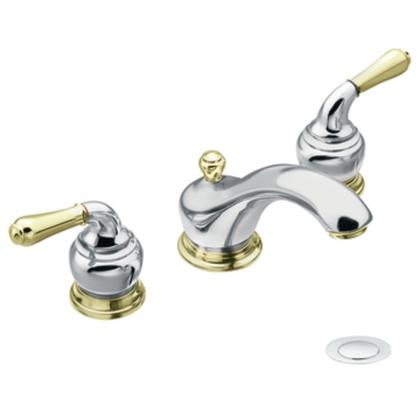Monticello Chrome Two-handle Low Arc Bathroom Faucet - Chrome/Polished Brass