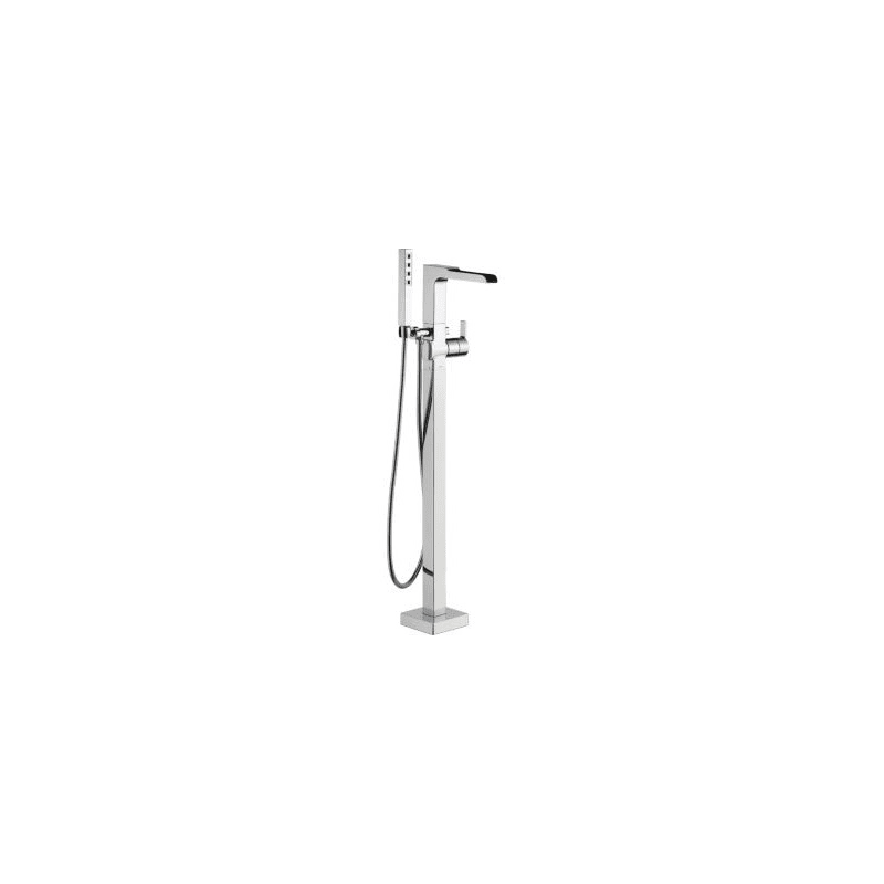 Delta T4768-FL Ara Floor Mounted Tub Filler with Integrated Diverter and Hand Shower - Less Rough in Chrome Faucet Tub Filler Single Handle