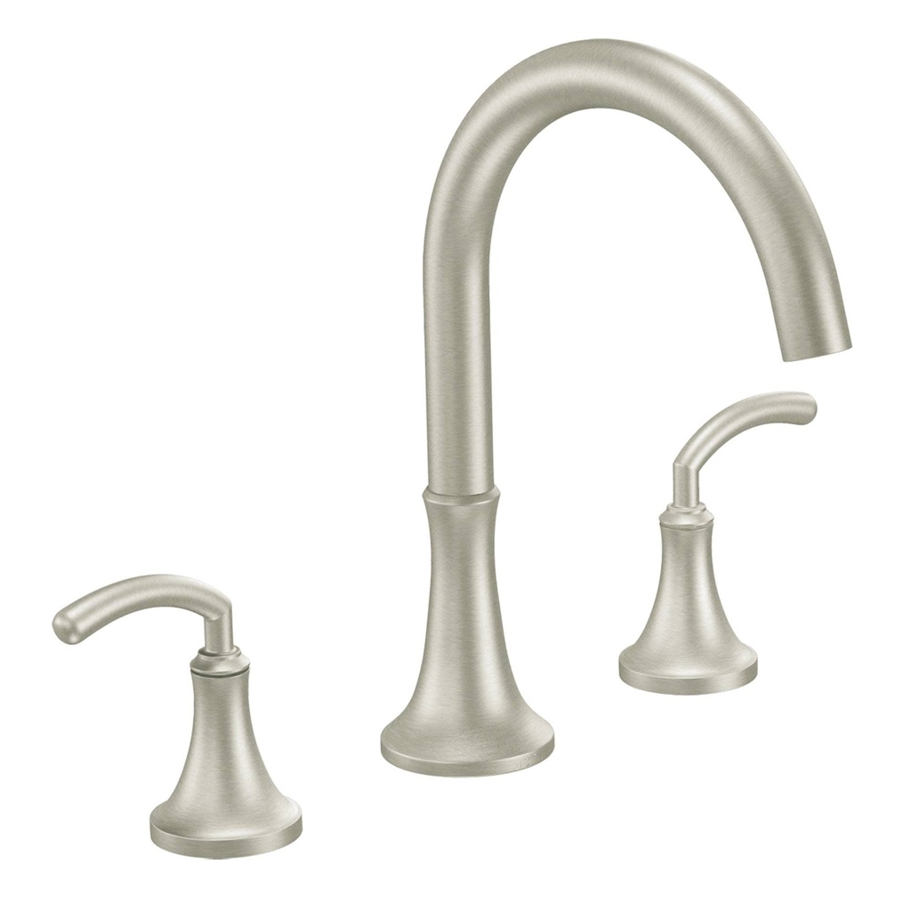 [TS963BN] Moen TS963 Deck Mounted Roman Tub Filler Trim from the Icon Collection (Less Valve) Brushed Nickel Faucet Roman Tub Double Handle
