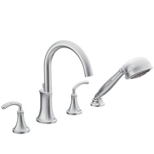 [TS964] Moen TS964 Deck Mounted Roman Tub Filler Trim with Personal Hand Shower and Built-in Diverter from the Icon Collection (Less Valve) Chrome Faucet