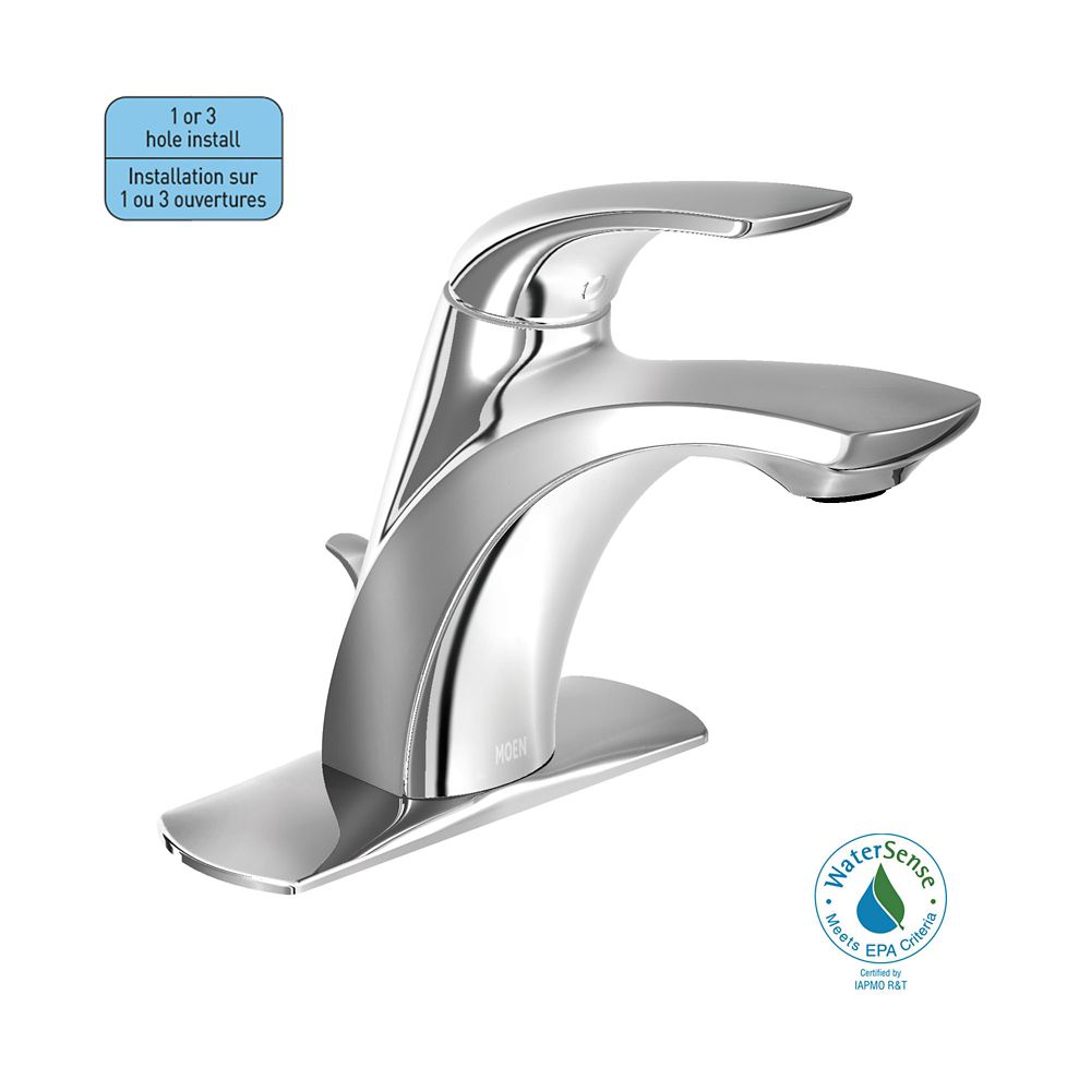 [WSL84533] Moen WSL84533 Zarina Single Hole Bathroom Faucet - Includes Pop-up Drain Assembly Chrome Faucet Bathroom Sink Faucets Single Handle