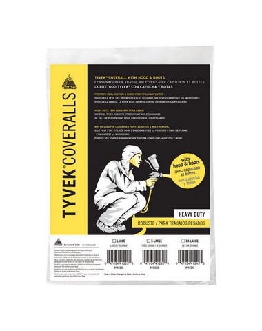 Dupont Tyvek Coverall with Hood and Boots White XL 1 Pk