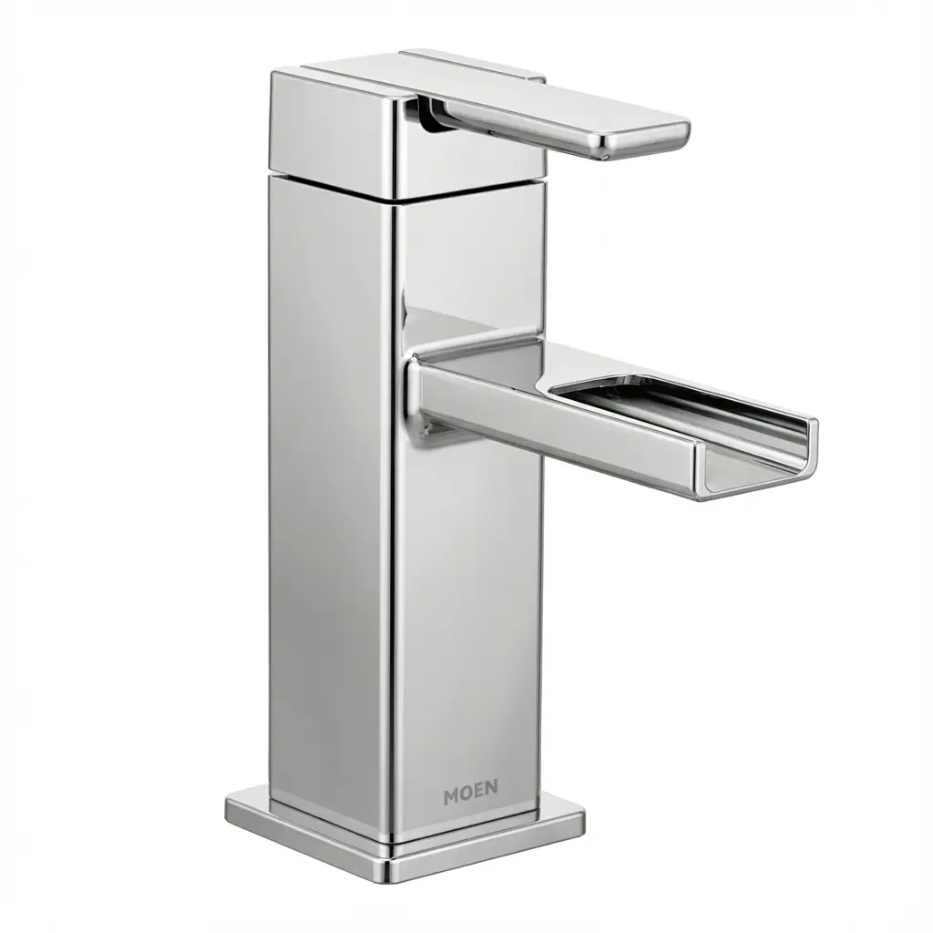 90 Degree Chrome One-Handle Open Waterway Bathroom Fauce
