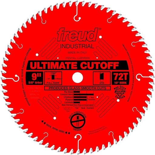 [LU85R009] Freud 9in Ultimate Cut-Off Blade with Perma-SHIELD Coating - LU85R009