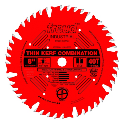 [LU83R008] Freud 8 in. X 40T Thin Kerf Combination Blade - LU83R008