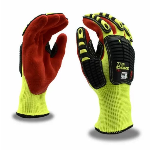 [9049073D] Cordova 7739 Hi-Vis Yellow Cut-Resistant Gloves  HPPE/Glass Fiber  Sandy Nitrile Palm Coating  Foam Padding  13-Gauge  Anti-Cut  Aramid Thumb Crotch  