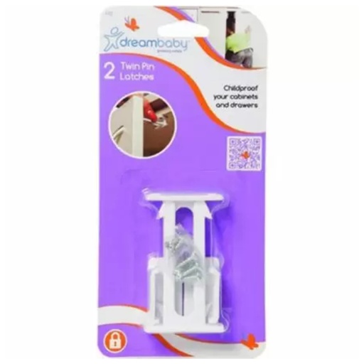 [5988803] Dreambaby White Plastic Twin Pin Latches 2 Pk