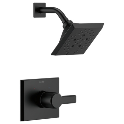 [T14299-BL] Delta T14299 Pivotal Shower Only Trim Package with 1.75 GPM Multi Function Shower Head Matte Black Showers Shower Only Pressure Balanced