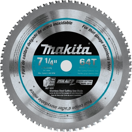 [A-95875] MAKITA a-95875 7-1/4  64-Teeth Thin Gauge Circular Saw Blade SS Carbide Tip