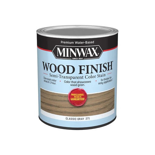 [1014855] Minwax Wood Finish Water-Based Semi-Transparent Classic Gray Wood Stain 1 Qt