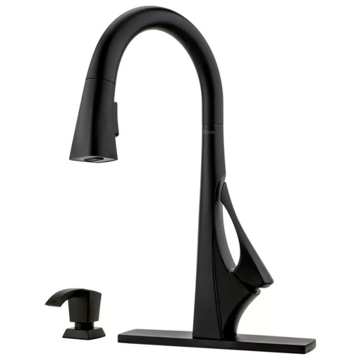 [F5297VNB] Venturi Single-Handle Pull-Down Sprayer Kitchen Faucet with Soap Dispenser in Matte Black