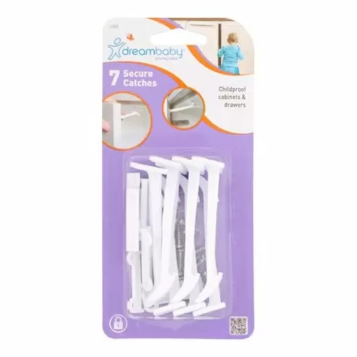 [5988928] Dreambaby White Plastic Cabinet Catches 7 Pk