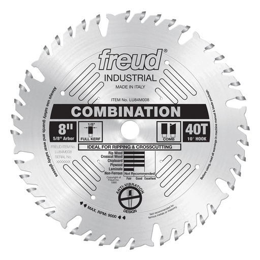 [LU84M008] Freud 8in Combination Blade - LU84M008