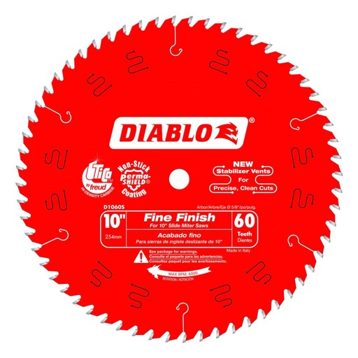 [D1060S] Diablo 10 in. D X 5/8 in. Fine Finish TiCo Hi-Density Carbide Circular Saw Blade 60 Teeth 1 Pk