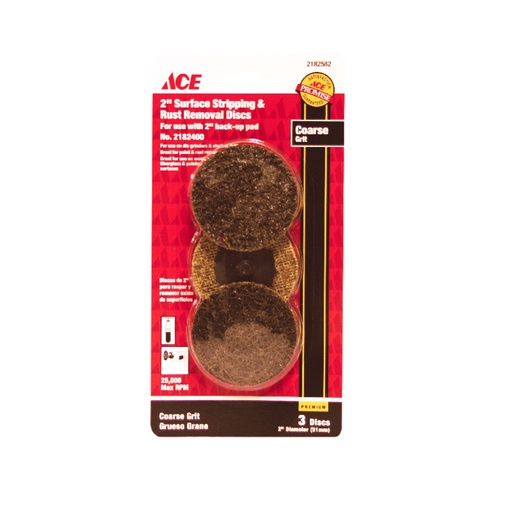 [2182582] Ace 2 in. Aluminum Oxide Twist and Lock Surface Conditioning Disc 50 Grit Coarse 3 Pk