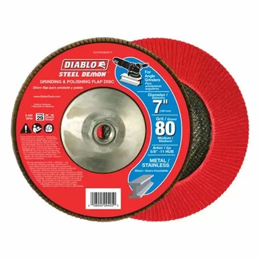 [DCX070080B01F] Diablo Tools 7 in. Steel Demon Flap Disc 80 Grit with Hub - DCX070080B01F