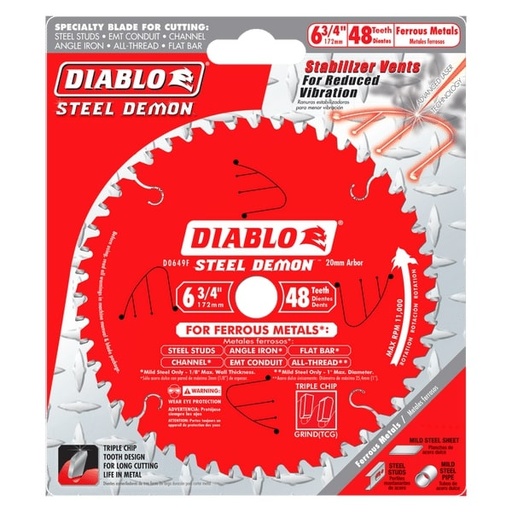 [D0649F] Diablo Tools Steel Demon Metal Cutting Saw Blade - D0649F