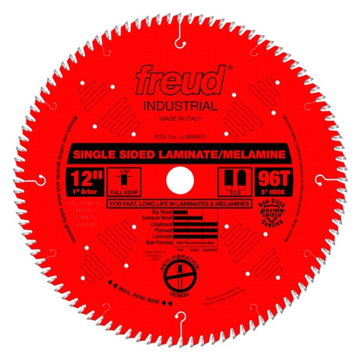 [LU98R012] Freud 12in Single Sided Laminate/Melamine Blade with Perma-SHIELD Coating - LU98R012