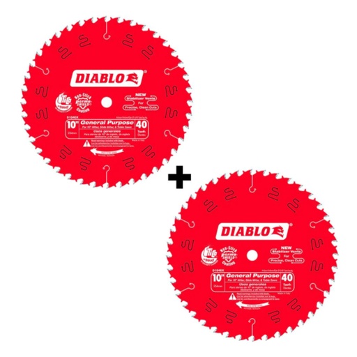 [D104040VP] Diablo 10 in. D X 5/8 in. TiCo Hi-Density Carbide Circular Saw Blade Set 40 Teeth 2 Pk
