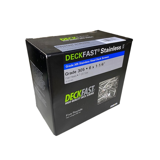 [SFXD06125] DECKFAST SS FLAT 6X11/4 TORX 5LB