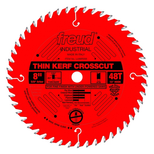 [LU88R008] Freud 8in Thin Kerf Fine Finish Crosscut with Perma-SHIELD Coating - LU88R008