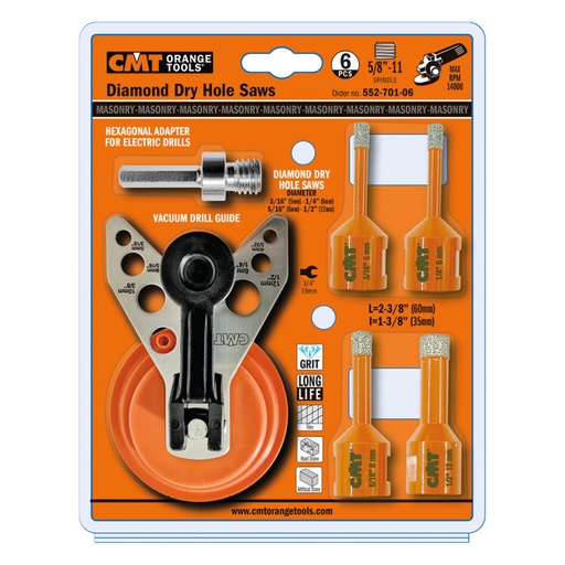 [55270106] CMT DIAMOND HOLE SAW 6PCS
