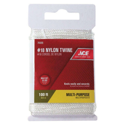[74599] Ace 100 Ft. L White Twisted Nylon Twine