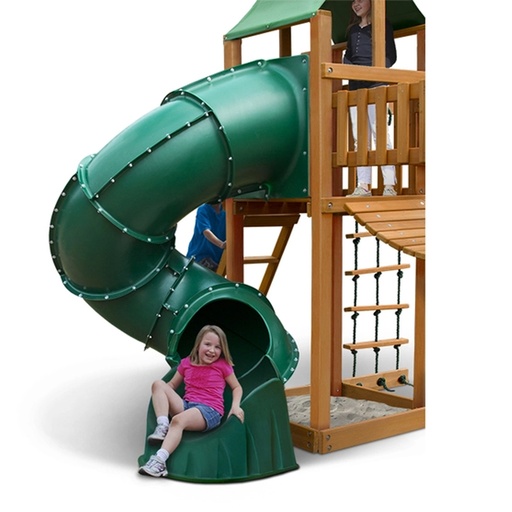 [NE4692T] Swing-N-Slide Green Plastic Turbo Tube Slide for Backyard Swing Sets with Lifetime Warranty  for 5 Foot Deck Heights