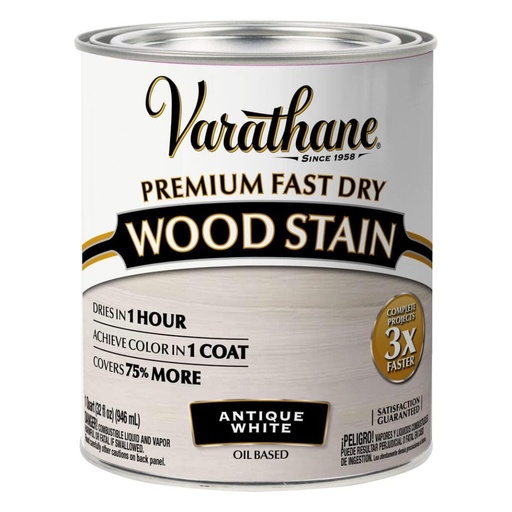 [1615202] Varathane Fast Dry Wood Stain Semi-Transparent Antique White Oil-Based Urethane Modified Alkyd Wood