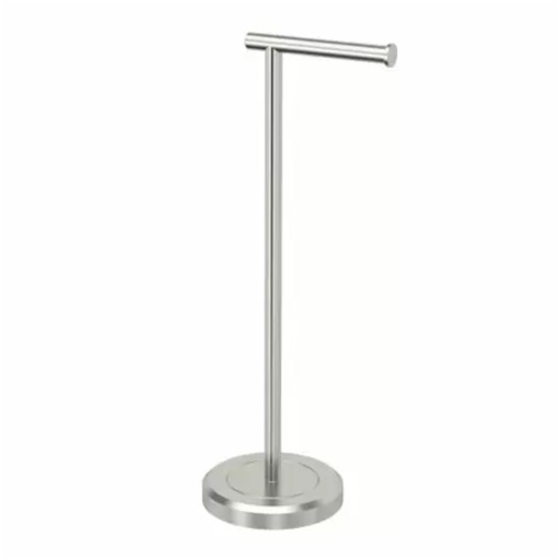 [366001840] Gatco 1437 Latitude II Free Standing Toilet Paper Holder Satin Nickel Bathroom Hardware and Accessories Bathroom Hardware Toilet Paper Holders
