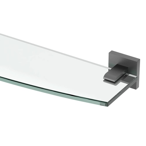 [366001817] Gatco 4056 Elevate 21" Glass and Metal Bathroom Shelf Matte Black Bathroom Storage Bathroom Shelf