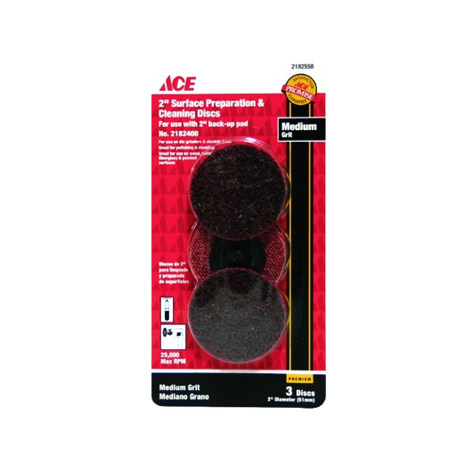 [2182558] Ace 2 in. Aluminum Oxide Twist and Lock Surface Conditioning Disc 80 Grit Medium 3 Pk