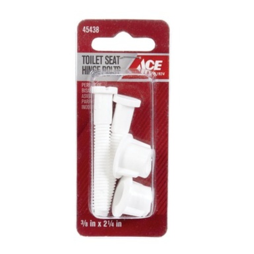 [45438] Ace Toilet Seat Hinge Bolts White Plastic for Universal