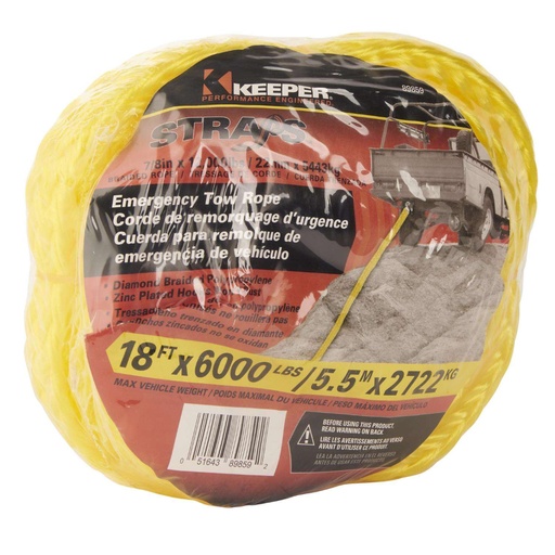 [8866634] TOW ROPE 18FT 6000# YLW
