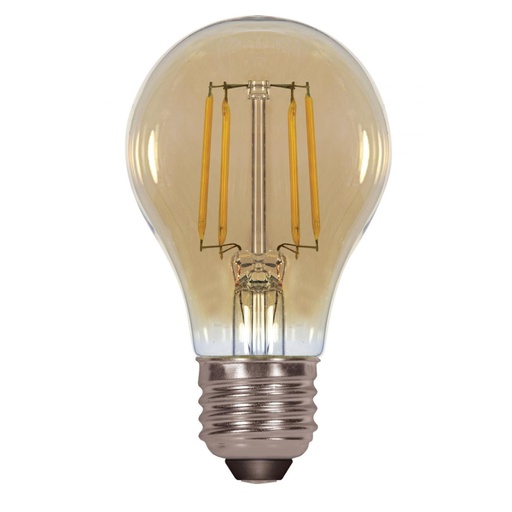 [S9583] Satco Antique LED Filament 4.5w A19 2000k Dimmable E26 Amber Vintage S9583 Bulb