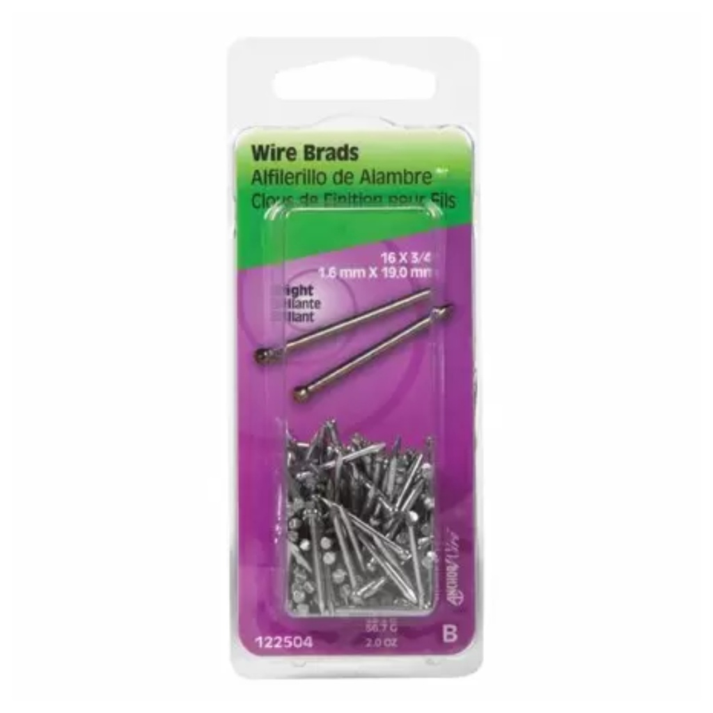 122504 0.75 in. X 16 Bright Wire Brads | Ferreteria Maderas 3C