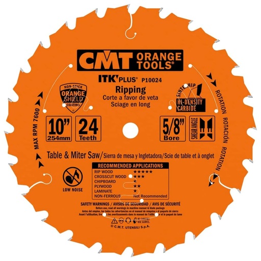 [25002410] CMT 10 in X 24 X 5/8 in ITK Rip Blades - 250.024.10