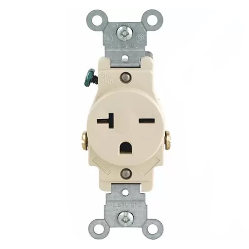 [3215506] Leviton 20 Amps 250 V Single Ivory Outlet 6-20R 1 Pk