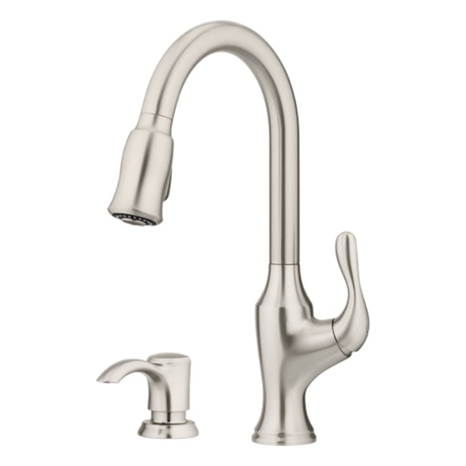 [F5297DMGS] Pfister Deming Single-Handle Pull-Down Sprayer Kitchen Faucet in Spot Defense Stainless Steel