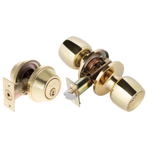 [380009049] Toledo V1501MAUS3 Malaga Double Cylinder Comboset, Polish Brass